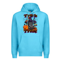 Ocean Blue Trick Or Treat Black Angus Heifer Premium Hoodie - LillyAllenDesigns