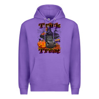 Purple Trick Or Treat Black Angus Heifer Premium Hoodie - LillyAllenDesigns