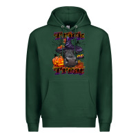 Sports Green Trick Or Treat Black Angus Heifer Premium Hoodie - LillyAllenDesigns