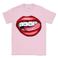 Bubblegum Pink Lips Dental Braces Classic Tee - Artiststas