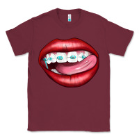 Burgundy Lips Dental Braces Classic Tee - Artiststas