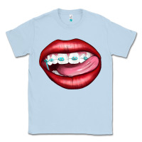 Dusty Blue Lips Dental Braces Classic Tee - Artiststas