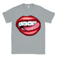 Heather Grey Lips Dental Braces Classic Tee - Artiststas