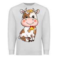 Dove Grey cartoon cow Premium Sweatshirt - NancyCooperArtShop