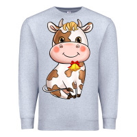 Heather Grey cartoon cow Premium Sweatshirt - NancyCooperArtShop
