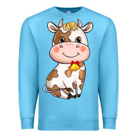 Ocean Blue cartoon cow Premium Sweatshirt - NancyCooperArtShop