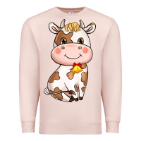 Pale Pink cartoon cow Premium Sweatshirt - NancyCooperArtShop