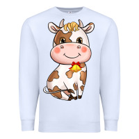 White cartoon cow Premium Sweatshirt - NancyCooperArtShop