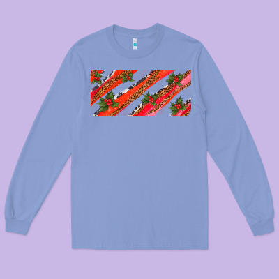 Leopar And Cowhide With Mistletoe Long Sleeve Tee Designed By Adodesignshop