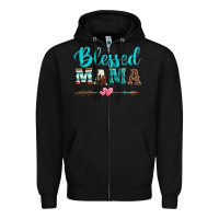 Black blessed mama serape cowhide turquoise Zipper Hoodie - Jasminsmagicworld