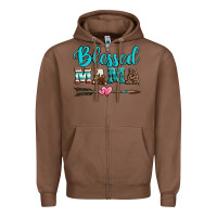 Chestnut blessed mama serape cowhide turquoise Zipper Hoodie - Jasminsmagicworld