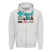 Dove Grey blessed mama serape cowhide turquoise Zipper Hoodie - Jasminsmagicworld