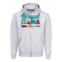 Heather Grey blessed mama serape cowhide turquoise Zipper Hoodie - Jasminsmagicworld