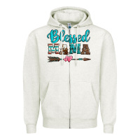 Blessed Mama Serape Cowhide Turquoise Zipper Hoodie | Teevron