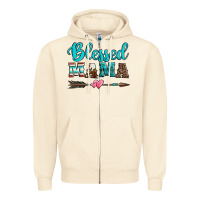 Sandshell blessed mama serape cowhide turquoise Zipper Hoodie - Jasminsmagicworld