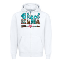 White blessed mama serape cowhide turquoise Zipper Hoodie - Jasminsmagicworld