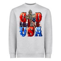 Heather Grey God bless the USA  4th of july Heavyweight Sweatshirt - CowGirlArtShop