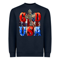 Navy God bless the USA  4th of july Heavyweight Sweatshirt - CowGirlArtShop