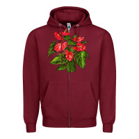 Burgundy anthurium Zipper Hoodie - LillyAllenDesigns