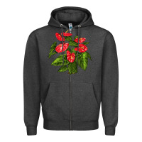 Charcoal Heather anthurium Zipper Hoodie - LillyAllenDesigns