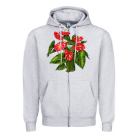 Heather Grey anthurium Zipper Hoodie - LillyAllenDesigns