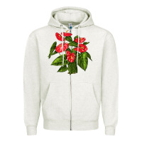 Oatmeal Heather anthurium Zipper Hoodie - LillyAllenDesigns