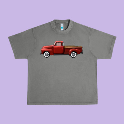 Western Red Truck Right Side View Urban Heavy Tee Designed By Fadigitalartstudio