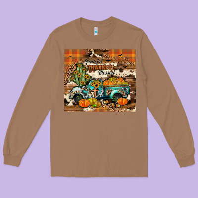 Grateful Thankful Blessed Long Sleeve Tee Designed By Jahusdesignshop