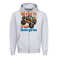 Heather Grey ready to crush kindergarten Zipper Hoodie - Jasminsmagicworld