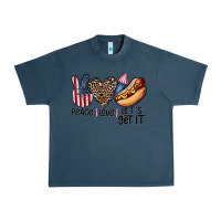 Midnight Navy peace love let's get it Urban Heavy Tee - CowhideDigitalArt