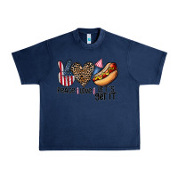 Navy peace love let's get it Urban Heavy Tee - CowhideDigitalArt