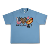 Pebble Blue peace love let's get it Urban Heavy Tee - CowhideDigitalArt
