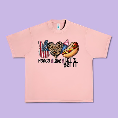 Peace Love Let's Get It Urban Heavy Tee Designed By Cowhidedigitalart