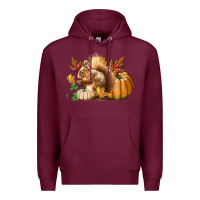 Burgundy Fall Squirrel Premium Hoodie - LillyAllenDesigns