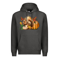 Charcoal Heather Fall Squirrel Premium Hoodie - LillyAllenDesigns
