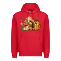 Red Fall Squirrel Premium Hoodie - LillyAllenDesigns