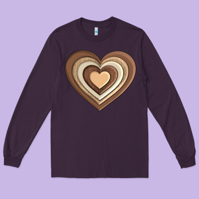 Melanin Heart Long Sleeve Tee Designed By Adodesignshop