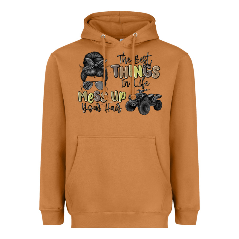The Best Things In Life Mess Up Your Hair Heavyweight Hoodie by MaliasSmallBusiness | Teevron