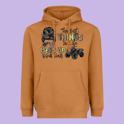 The Best Things In Life Mess Up Your Hair Heavyweight Hoodie Designed By Maliassmallbusiness