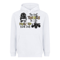 White the best things in life mess up your hair Heavyweight Hoodie - MaliasSmallBusiness