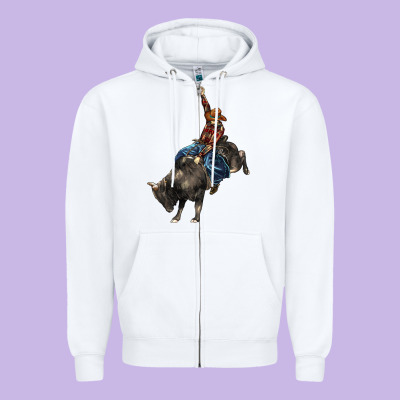 Western Rodeo Bullfighter Zipper Hoodie Designed By Barkaloodesign