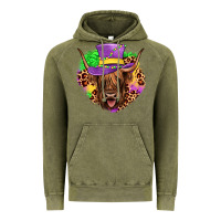 Vintage Olive highland cow mardi gras Vintage Hoodie - JahusDesignShop