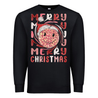 Black merry christmas smiling face Premium Sweatshirt - MaliasSmallBusiness
