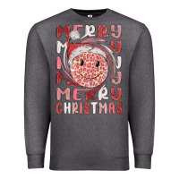 Charcoal Heather merry christmas smiling face Premium Sweatshirt - MaliasSmallBusiness