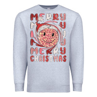 Heather Grey merry christmas smiling face Premium Sweatshirt - MaliasSmallBusiness
