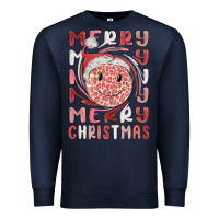 Navy merry christmas smiling face Premium Sweatshirt - MaliasSmallBusiness