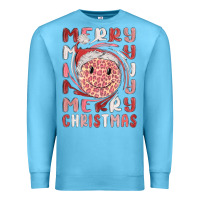 Ocean Blue merry christmas smiling face Premium Sweatshirt - MaliasSmallBusiness