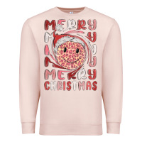 Pale Pink merry christmas smiling face Premium Sweatshirt - MaliasSmallBusiness
