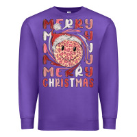 Purple merry christmas smiling face Premium Sweatshirt - MaliasSmallBusiness
