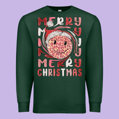 Merry Christmas Smiling Face Premium Sweatshirt Designed By Maliassmallbusiness